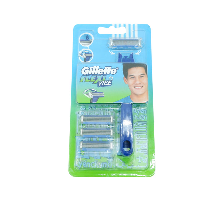 Gillette Flexi-Vibe Razor (1 Razor Handle and 3 Blade/Cartridge Refills)