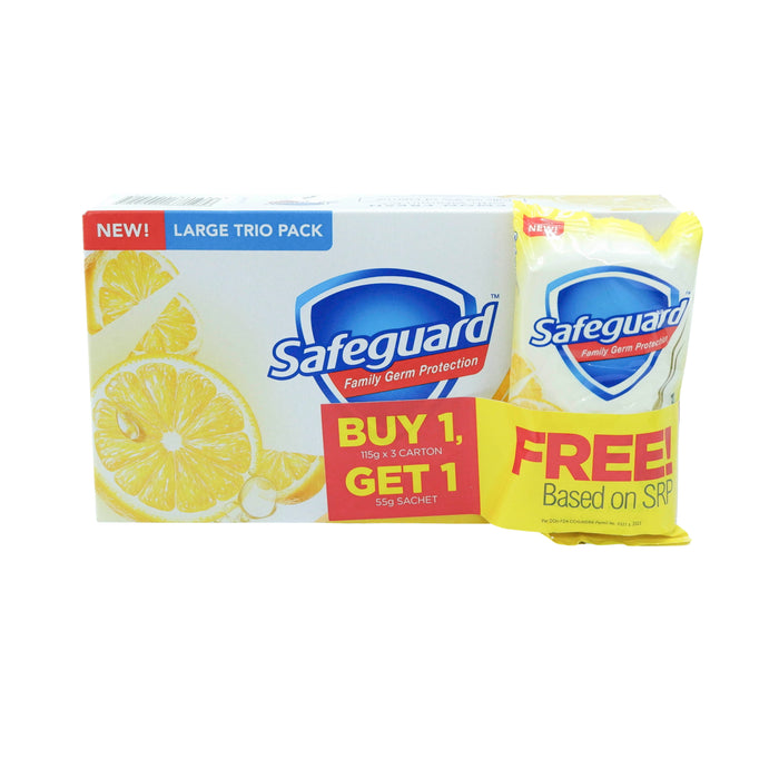 Buy Safeguard Lemon Fresh Bar Soap 125g x 3 and Get Free Lemon Fresh Bar Soap 60g Sachet