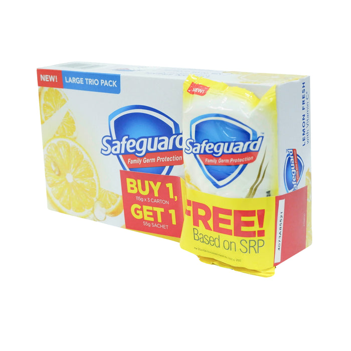 Buy Safeguard Lemon Fresh Bar Soap 125g x 3 and Get Free Lemon Fresh Bar Soap 60g Sachet