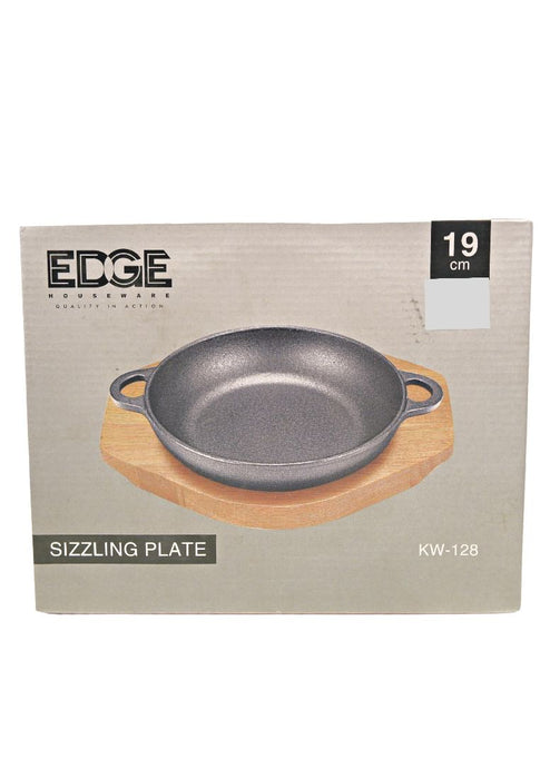 Edge Round Sizzling Plate with Wood Holder (KW128)