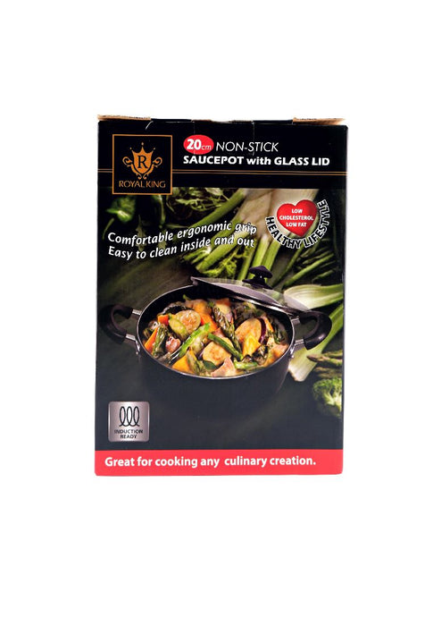 Royal King Non-stick Sauce Pot 20cm with Glass Lid