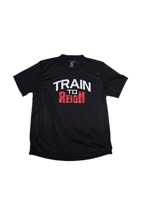Landmark Short Sleeves Tshirt Round Neck Dri-fit With Train To Reign Print- Black