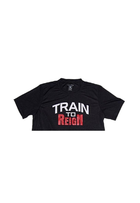 Landmark Short Sleeves Tshirt Round Neck Dri-fit With Train To Reign Print- Black