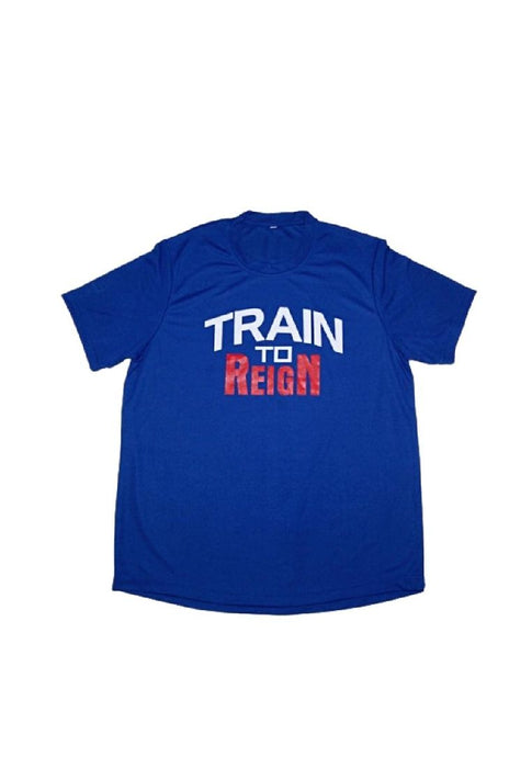 Landmark Short Sleeves Tshirt Round Neck Dri-fit With Train To Reign Print- Royal Blue
