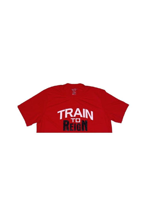Landmark Short Sleeves Tshirt Round Neck Dri-fit With Train To Reign Print- Red
