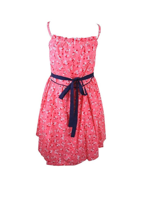 Haltered Dress Spaghetti Floral Printed With Lining Shirring And Piping - Peach