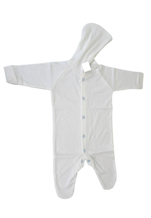 Landmark Frogsuit With Hood Closed Feet Plain Chief Value Cotton - White