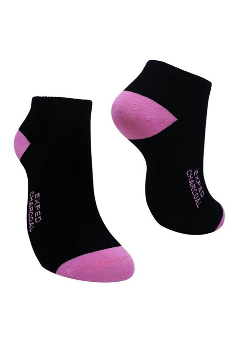Darlington Ladies Casual Socks Colored Heel And Toe With Knit In Exped Charcoal Low Cut