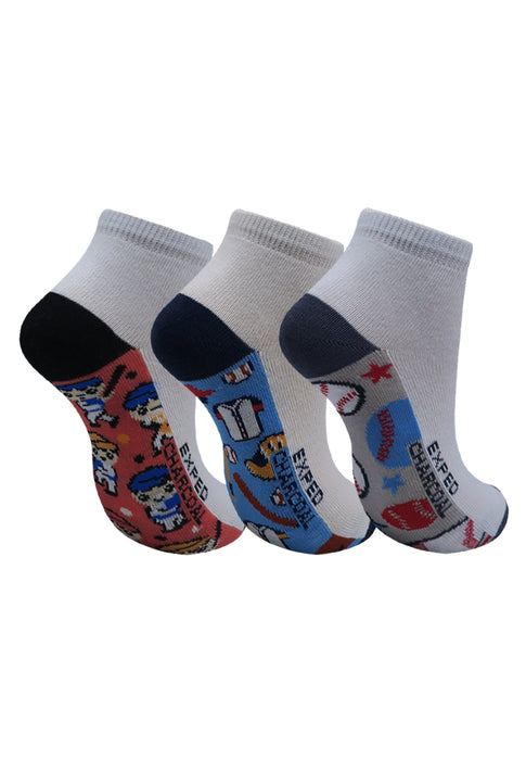 Darlington Childrens 3 Pairs Casual Socks Design in Sole Baseball