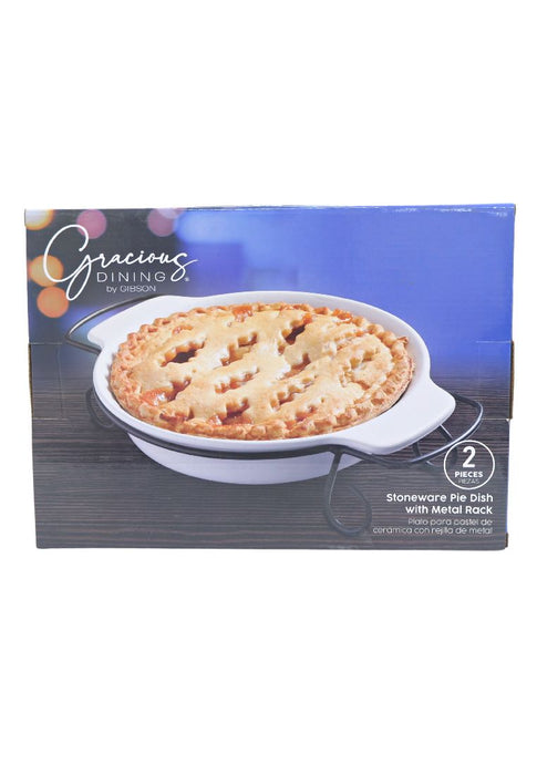 Gracious Dining by Gibson 2 Piece Stoneware Pie Dish with Metal Rack