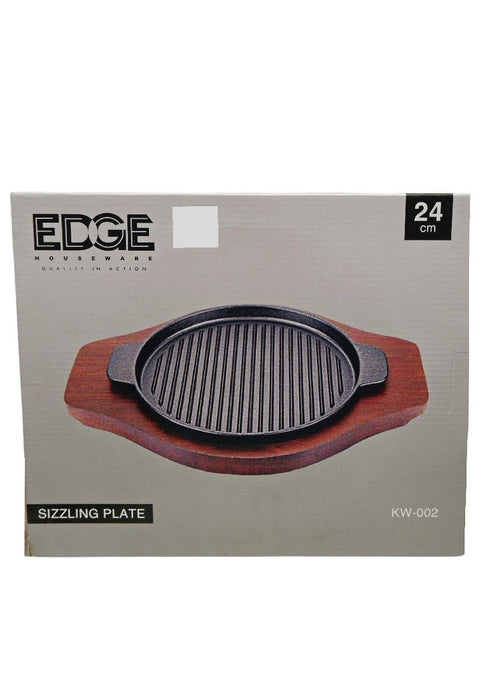 Edge Round Sizzling Plate with Wood Holder (KW-002)