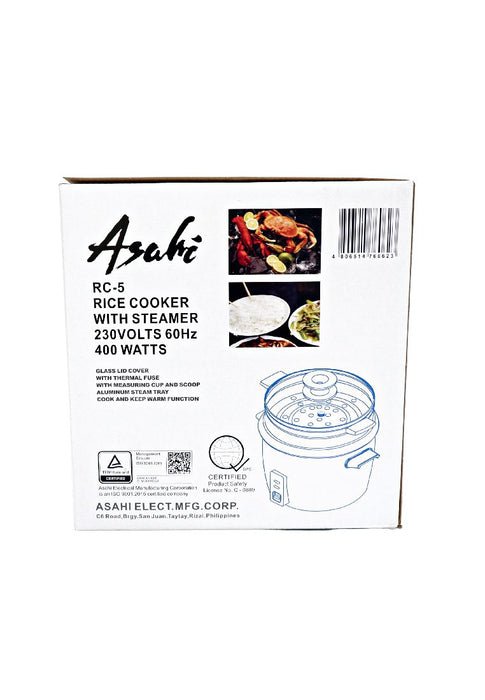 Asahi Rice Cooker 5-Cups with Steamer