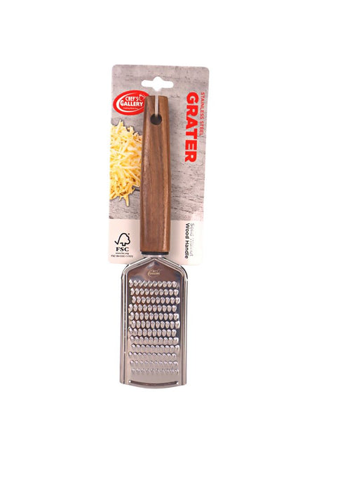 Chef's Gallery Stainless Grater with Solid Walnut Wooden Handle