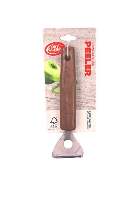 Chef's Gallery Stainless Peeler with Solid Walnut Wooden Handle