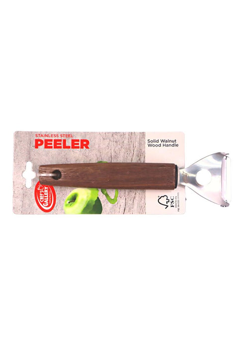 Chef's Gallery Stainless Peeler with Solid Walnut Wooden Handle