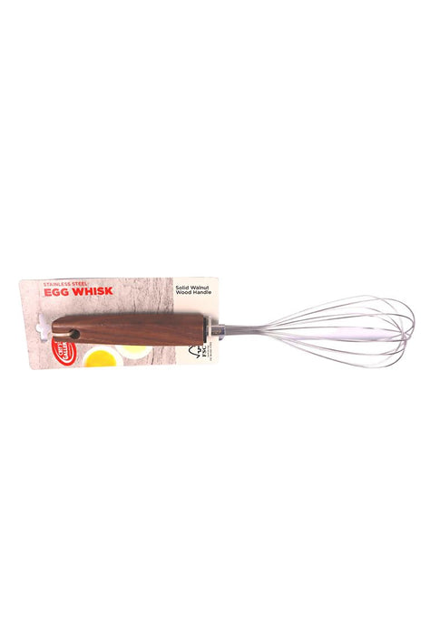 Chef's Gallery Stainless Egg Whisk with Solid Walnut Wooden Handle