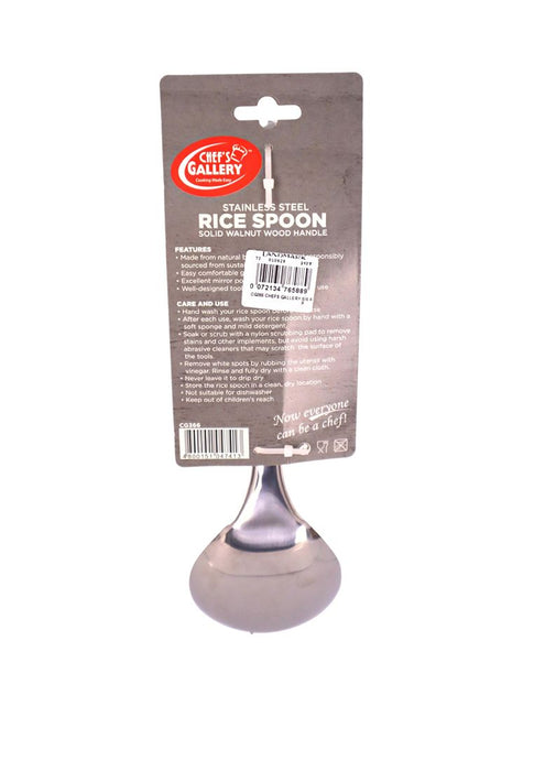 Chef's Gallery Stainless Rice Spoon with Solid Walnut Wooden Handle