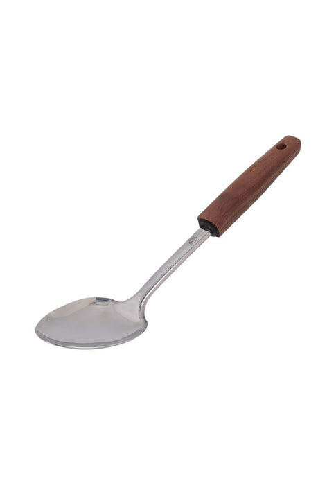 Chef's Gallery Stainless Cooking Spoon with Solid Walnut Wooden Handle