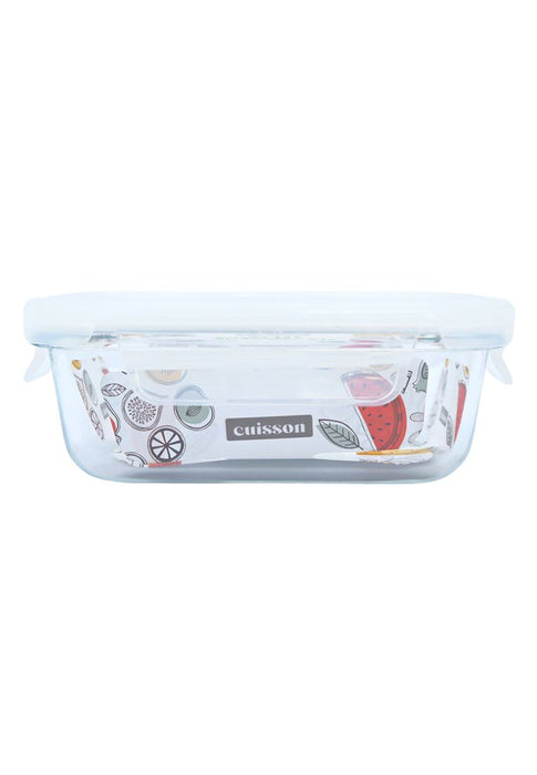 Cuisson Rectangle Glass Food Container with Lid - White