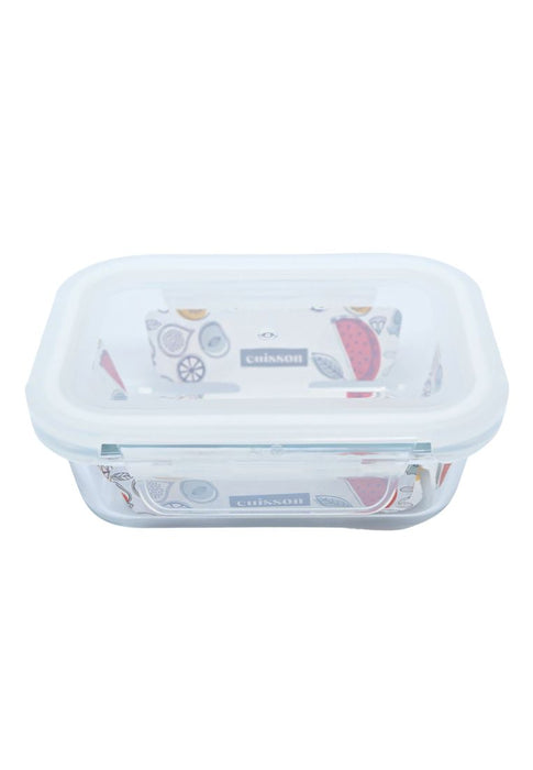 Cuisson Rectangle Glass Food Container with Lid - White