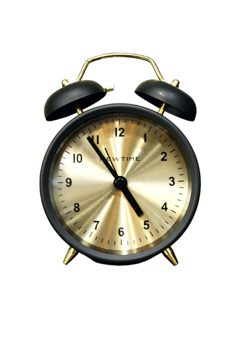 Neotime Double-bell Alarm Clock Vintage Design with Aluminum Dial - Matte Black