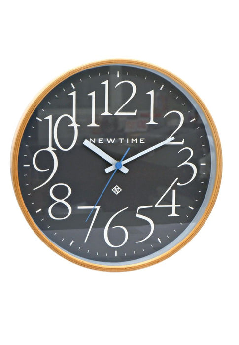 Neotime Round Wall Clock 12" with Face Wooden Rim