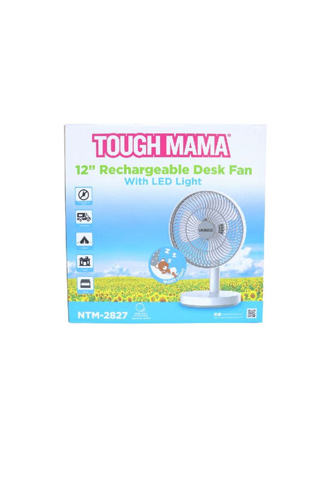 Tough Mama 7″ Rechargeable Desk Fan 
with LED Light