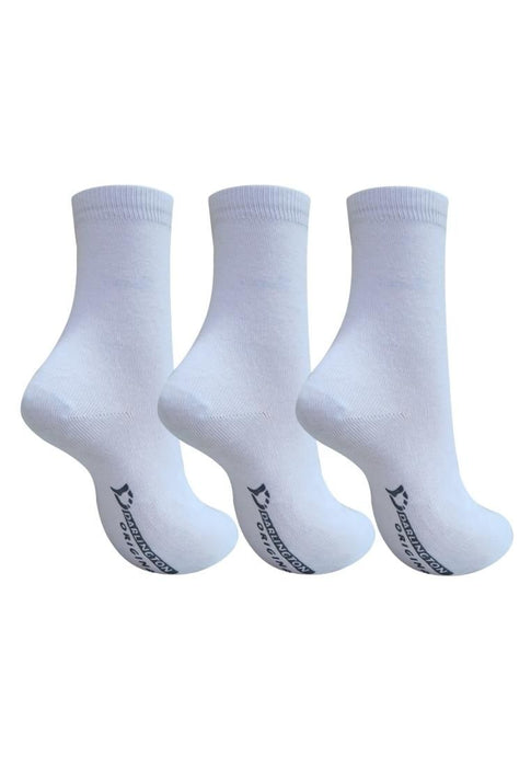 Darlington Children 3 Pairs Casual Socks Plain With Darlington Original Print - White (9-12)