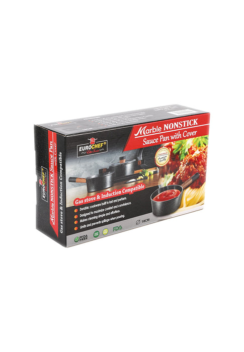 Eurochef Marble Non-Stick Casserole 24cm with Glass Lid in a Gift Box 26 x 12 x 39cm