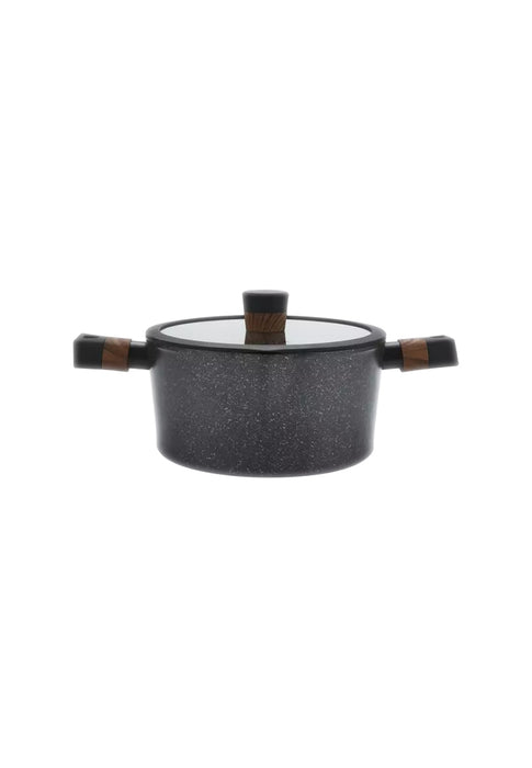 Eurochef Marble Non-Stick Casserole 24cm with Glass Lid in a Gift Box 26 x 12 x 39cm