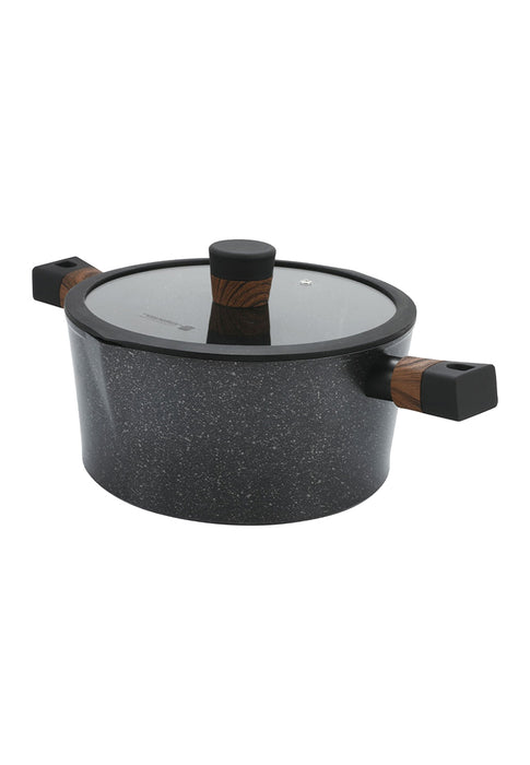 Eurochef Marble Non-Stick Casserole 24cm with Glass Lid in a Gift Box 26 x 12 x 39cm