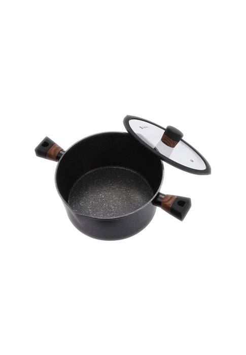 Eurochef Marble Non-Stick Casserole 24cm with Glass Lid in a Gift Box 26 x 12 x 39cm