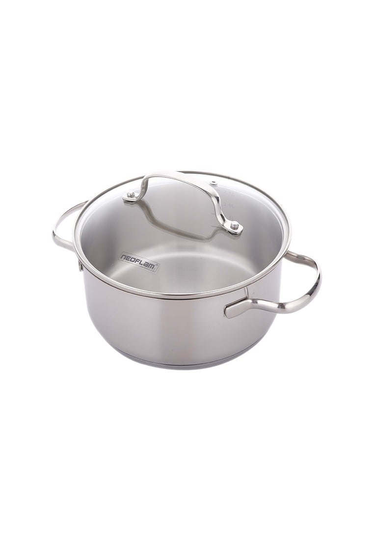 Stainless Steel Casserole With Glass Lid 24 cm 4 Lt. Concept Pro