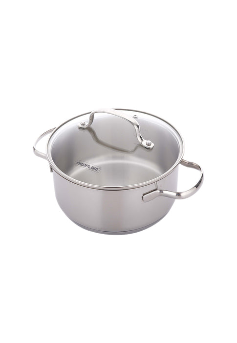 Neoflam Stainless Steel Casserole with Glass Lid