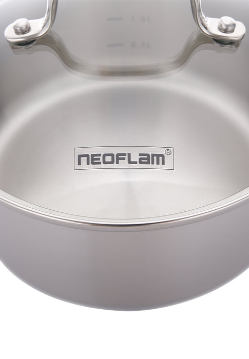 Neoflam Stainless Steel Casserole with Glass Lid