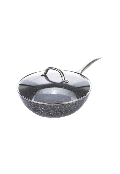 Stone Forged Deep Frypan with Glass Lid