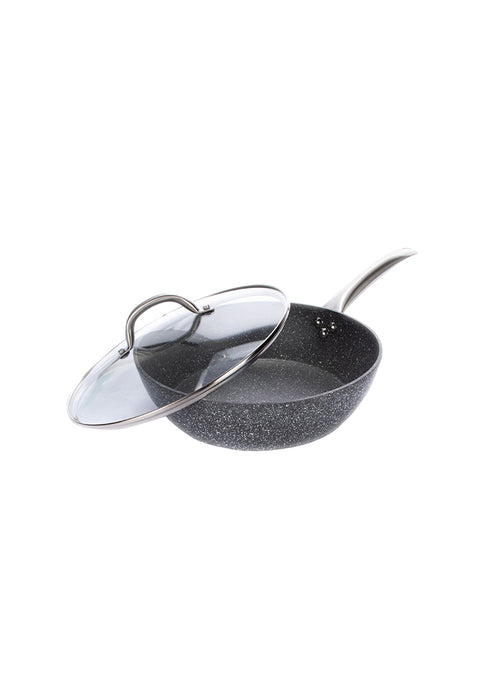 Stone Forged Deep Frypan with Glass Lid