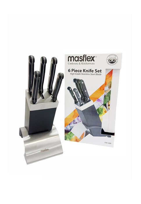 6 Pcs.Knife Block (Wood Knife Holder With Stainless Steel Comb.)