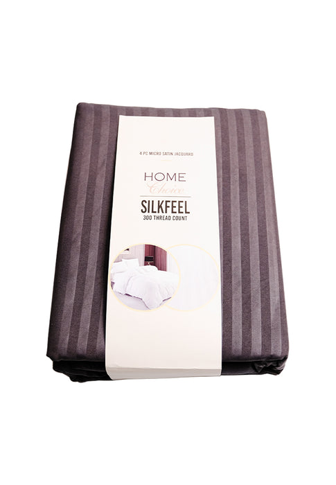 Jacquard Stripes Bedsheet Fitted Sheet - Full with 1pc Flat Sheet and 2pc Pillow Case