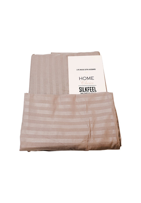 Jacquard Stripes Bedsheet Fitted Sheet - King with 1pc Flat Sheet and 2pc Pillow Case