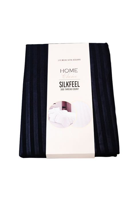 Jacquard Stripes Bedsheet Fitted Sheet - Queen with 1pc Flat Sheet and 2pc Pillow Case