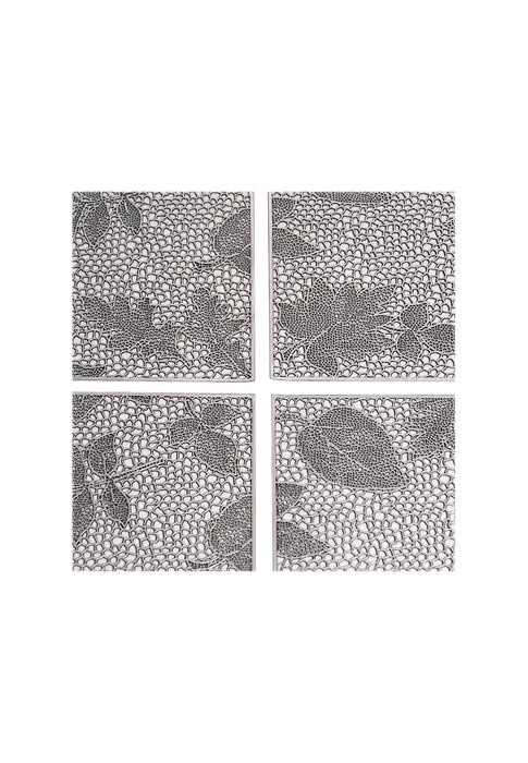 Set of 4 Round Placemat PVC Leatherette Metallic 38 x 38cm