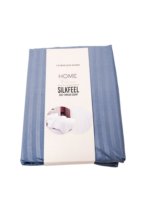 Jacquard Stripes Bedsheet Fitted Sheet - Twin with 1pc Flat Sheet and 2pc Pillow Case