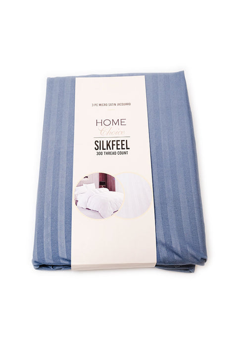 Jacquard Stripes Bedsheet Fitted Sheet - Twin with 2pc Pillow Case