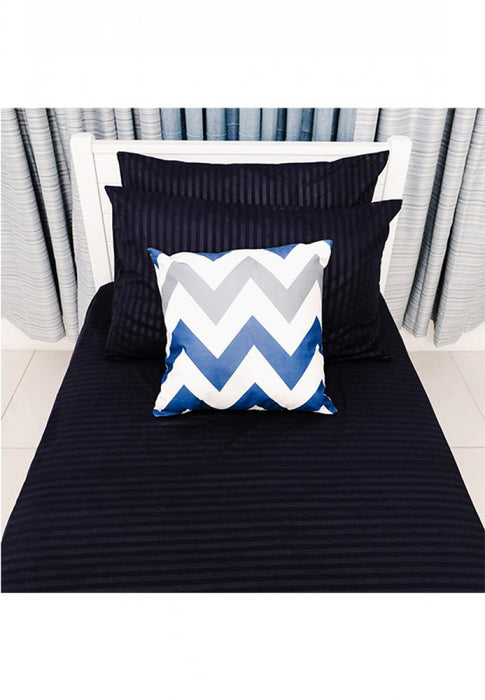 Jacquard Stripes Bedsheet Fitted Sheet - Queen with 2pc Pillow Case