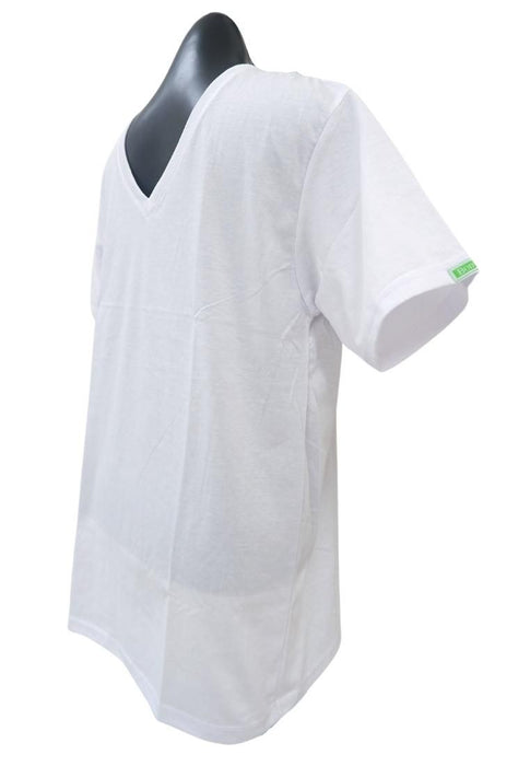 Body Basic VNeck Tshirt Plain - White Cotton Combed
