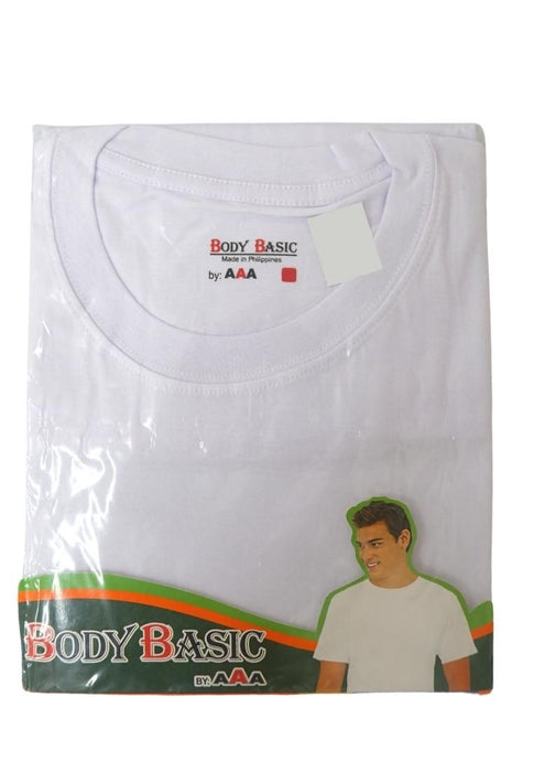 Body Basic Round Neck Tshirt - White Combed Cotton with Neck Tape