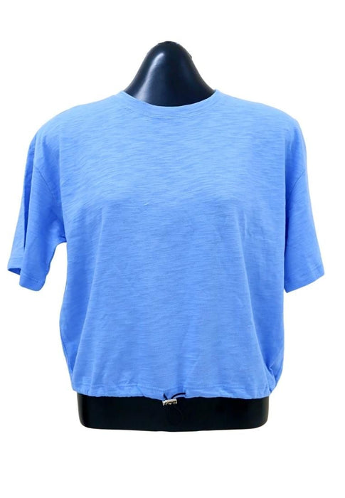 Landmark Round Neck Girls teens T-Shirt Cropped Boxy - Blue