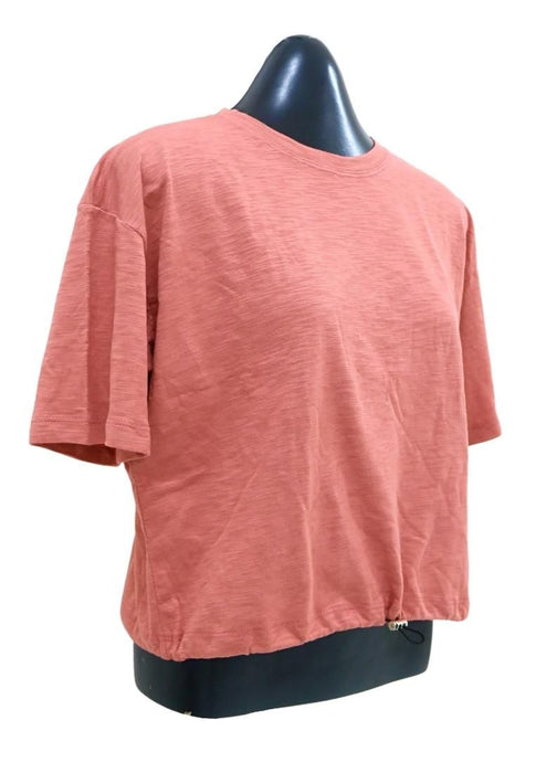 Landmark Round Neck Girls teens T-Shirt Cropped Boxy - Old Rose