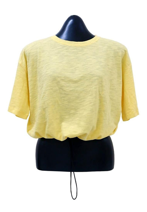 Landmark Round Neck Girls teens T-Shirt Cropped Boxy - Yellow